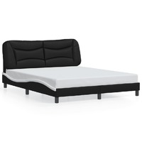  Bed Frame without Mattress Black and White 152x203 cm Queen Faux Leather