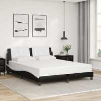  Bed Frame without Mattress Black and White 152x203 cm Queen Faux Leather