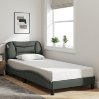  Bed Frame without Mattress Dark Grey 90x190 cm Fabric