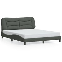  Bed Frame without Mattress Dark Grey 152x203 cm Queen Fabric