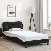  Bed Frame without Mattress Black and White 107x203 cm King Single Faux Leather