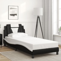  Bed Frame without Mattress Black and White 90x190 cm Faux Leather