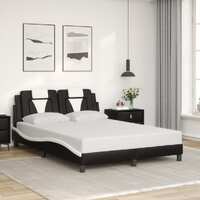  Bed Frame without Mattress Black and White 137x187 cm Double Faux Leather