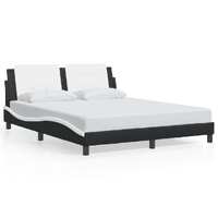  Bed Frame without Mattress Black and White 152x203 cm Queen Faux Leather