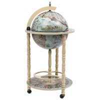  Globe Bar Wine Stand Eucalyptus Wood Blue