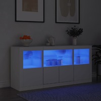  Sideboard with LED Lights White 142.5x37x67 cm