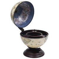  Tabletop Globe Bar Wine Stand Eucalyptus Wood Green