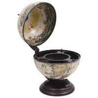  Tabletop Globe Bar Wine Stand Eucalyptus Wood White