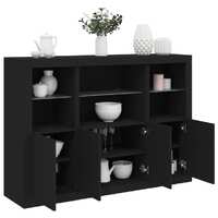  Sideboards with LED Lights 3 pcs Black Engineered Wood