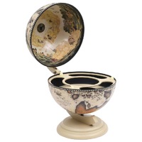  Tabletop Globe Bar Wine Stand Eucalyptus Wood White