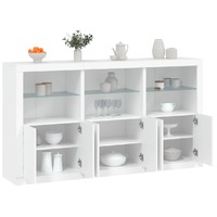  Sideboard with LED Lights White 181.5x37x100 cm