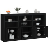  Sideboard with LED Lights Black 181.5x37x100 cm