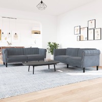  2 Piece Sofa Set Dark Grey Velvet