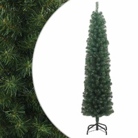  Slim Artificial Christmas Tree with Stand Green 240 cm PVC