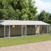  Dog Cage with Roof and Doors Grey 12x2x2 m Galvanised Steel