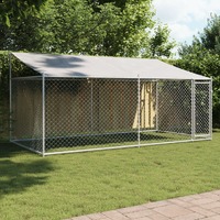  Dog Cage with Roof and Door Grey 4x2x2 m Galvanised Steel