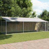  Dog Cage with Roof and Door Grey 6x2x2 m Galvanised Steel