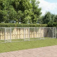  Dog Cage with Doors Grey 12x2x1.5 m Galvanised Steel