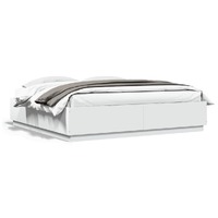  Bed Frame with LED without Mattress White 183x203 cm King