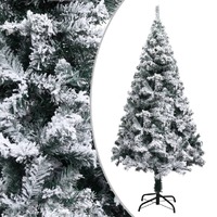  Artificial Christmas Tree with Flocked Snow Green 150 m PVC