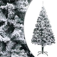  Artificial Christmas Tree with Flocked Snow Green 180 cm PVC