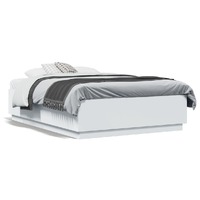  Bed Frame with LED without Mattress White 135x190 cm