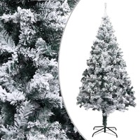  Artificial Christmas Tree with Flocked Snow Green 240 cm PVC
