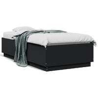  Bed Frame with LED without Mattress Black 90x190 cm