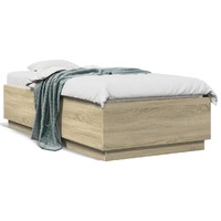  Bed Frame with LED without Mattress Sonoma Oak 90x190 cm