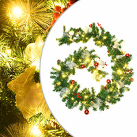  Christmas Garland with LED Lights Green 2.7 m PVC