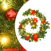  Christmas Garland with LED Lights Green 2.7 m PVC