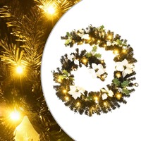  Christmas Garland with LED Lights Black 2.7 m PVC