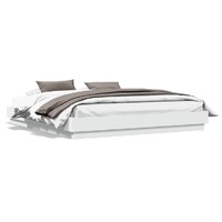  Bed Frame with LED without Mattress White 183x203 cm King