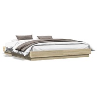  Bed Frame with LED without Mattress Sonoma Oak 183x203 cm King