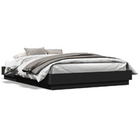  Bed Frame with LED without Mattress Black 150x200 cm