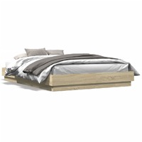  Bed Frame with LED without Mattress Sonoma Oak 150x200 cm