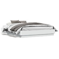  Bed Frame with LED without Mattress White 135x190 cm