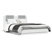  Bed Frame with LED without Mattress White 135x190 cm