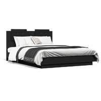  Bed Frame with LED without Mattress Black 135x190 cm