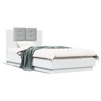  Bed Frame with LED without Mattress White 90x190 cm