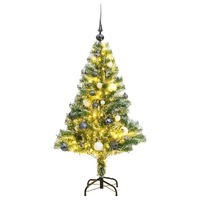  Artificial Christmas Tree with 150 LEDs&amp;Ball Set&amp;Flocked Snow 120 cm