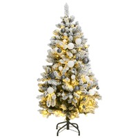  Artificial Hinged Christmas Tree with 150 LEDs &amp; Ball Set 120 cm