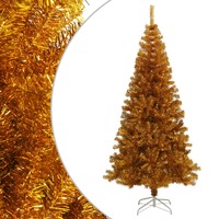  Artificial Christmas Tree with Stand Gold 210 cm PET