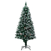  Artificial Christmas Tree with Pine Cones and White Snow 180 cm