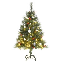  Artificial Hinged Christmas Tree with 150 LEDs &amp; Ball Set 120 cm