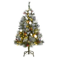  Artificial Hinged Christmas Tree with 150 LEDs &amp; Ball Set 120 cm