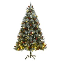  Artificial Hinged Christmas Tree with 300 LEDs &amp; Ball Set 180 cm