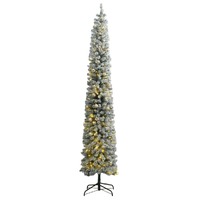  Slim Christmas Tree 300 LEDs &amp; Ball Set &amp; Flocked Snow 300 cm