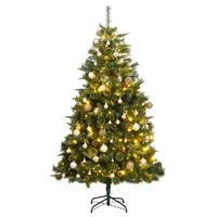  Artificial Hinged Christmas Tree with 300 LEDs &amp; Ball Set 180 cm