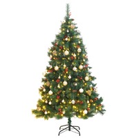  Artificial Hinged Christmas Tree with 300 LEDs &amp; Ball Set 180 cm